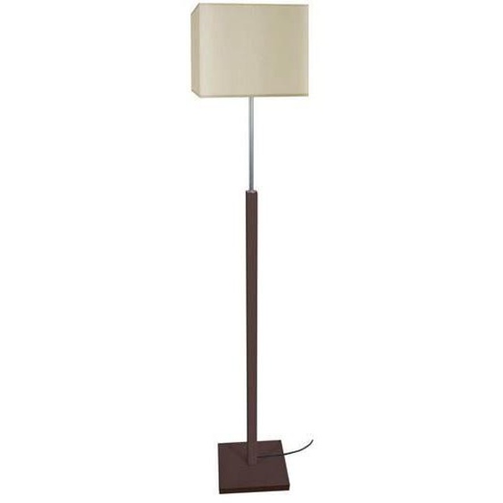 FRIGGA-Lampadaire droit bois  wangué,aluminium Abat-jour: carré tissu beige 1 ampoule E27 inspiration nordique P30xD30xH156cm