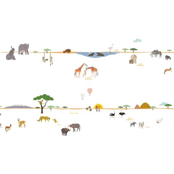 Frise Adhésive Faon Vert, Jaune, Marron