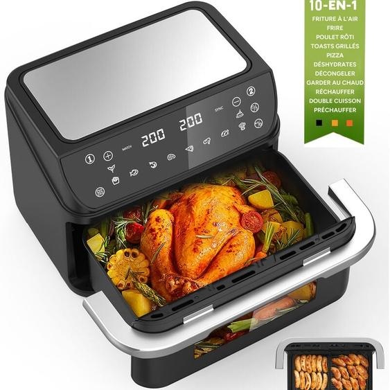 Friteuse sans Huile 12L - Panier Flexible - Écran LED - Cuisson 360° Sans Huile - 10 Programmes - Cavité métallique - Air fryer