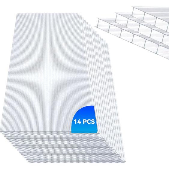 14pcs dépaisseur Set de 4mm Plaques Alvéolaires en Polycarbonate, 1210x605mm, pour Serre de Jardin Modélisme - Froadp