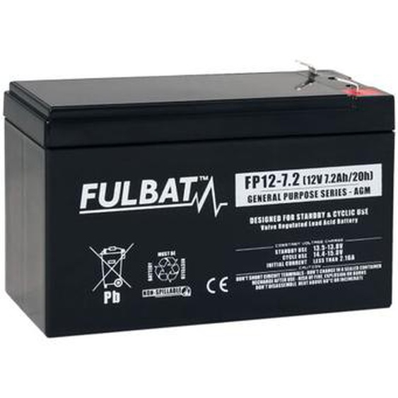 Fulbat - Batterie agm plomb EtancheFP12-7.2 (T1) 12 volts 7,2 Amps