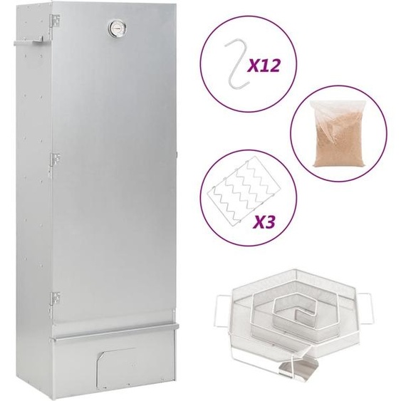 Fumoir avec générateur de fumée froide Acier galvanisé 3200756