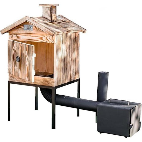 Fumoir modulaire de 50 cm, fabriqué en bois de sapin, pour fumage au bois, idéal pour le jardin. Fumoir traditionnel, four à fumer, armoire à fumer. Non traité, avec une chambre de combustion de taille moyenne