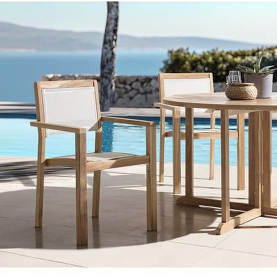 FUN - Lot de 2 fauteuils empilables textilène couleur beige