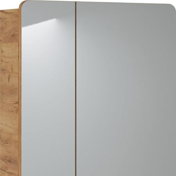 FURNLUX Armoire de toilette Aruba Gris Miroir Et Chêne 60cm / Couleur principale : Beige / Dimensions : 60 x 75 x 16 cm