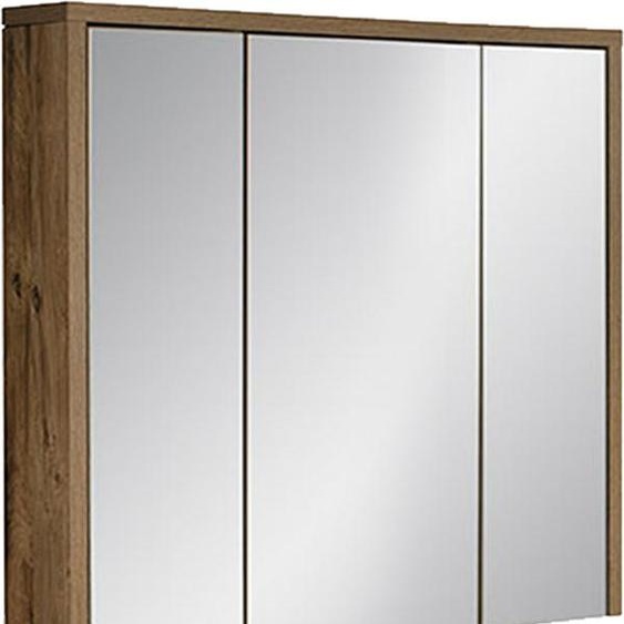 FURNLUX Armoire de toilette Hampton Gris Miroir Et Chêne Et Béton 80cm / Couleur principale : Noir / Dimensions : 80 x 75 x 16 cm