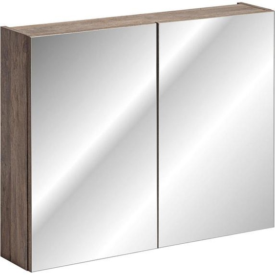 FURNLUX Armoire de toilette Santa Fe Gris Miroir Et Chêne Antique 80cm / Couleur principale : Marron / Dimensions : 80 x 65 x 17 cm
