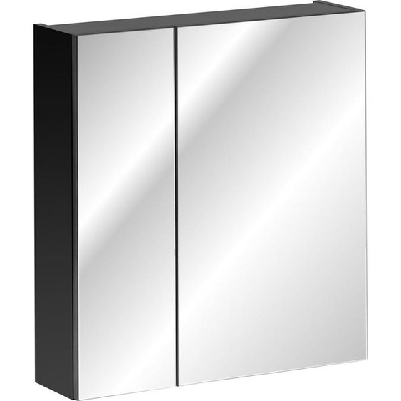 FURNLUX Armoire de toilette Santa Fe Gris Miroir Et Noir 60cm / Couleur principale : Noir / Dimensions : 60 x 65 x 17 cm