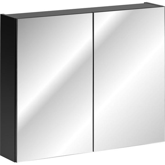 FURNLUX Armoire de toilette Santa Fe Gris Miroir Et Noir 80cm / Couleur principale : Noir / Dimensions : 80 x 65 x 17 cm
