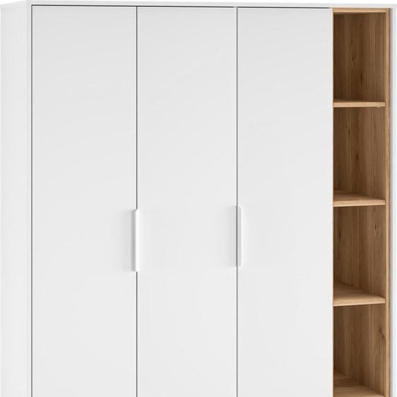 FURNLUX Armoire Torino Graphite Et Blanc Et Chêne 138cm / Couleur principale : Blanc / Dimensions : 138 x 196 x 53 cm