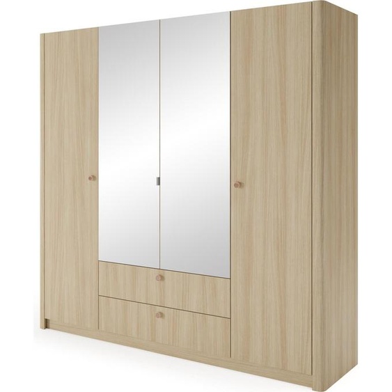 FURNLUX Armoire Viki chêne 213cm / Couleur principale : Beige / Dimensions : 213 x 208 x 55 cm