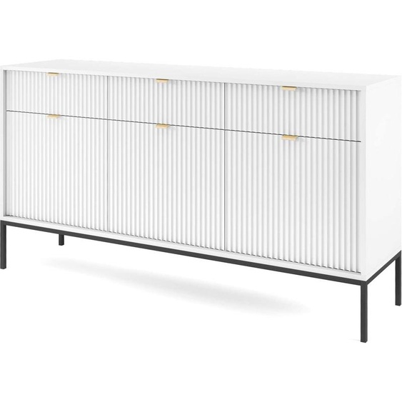 FURNLUX Sideboard Avon Blanc 154cm / Couleur principale : Blanc / Dimensions : 154 x 83 x 39 cm