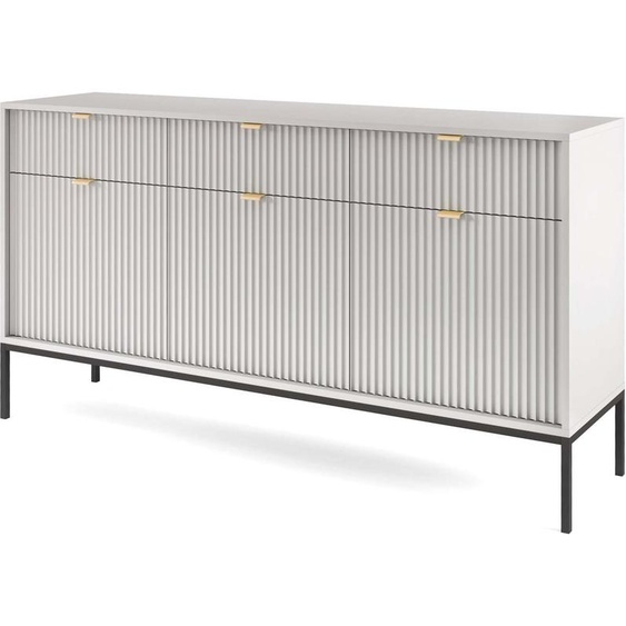 FURNLUX Buffet Avon Gris 154cm / Couleur principale : Gris / Dimensions : 154 x 83 x 39 cm