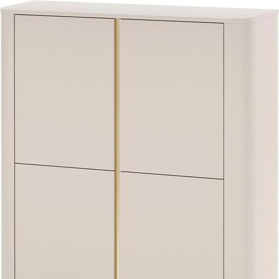 FURNLUX Buffet Bari Or Et Beige 103cm / Couleur principale : Beige / Dimensions : 103 x 132 x 39 cm