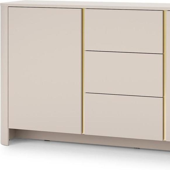 FURNLUX Buffet Bari Or Et Beige 168cm / Couleur principale : Beige / Dimensions : 168 x 84 x 39 cm