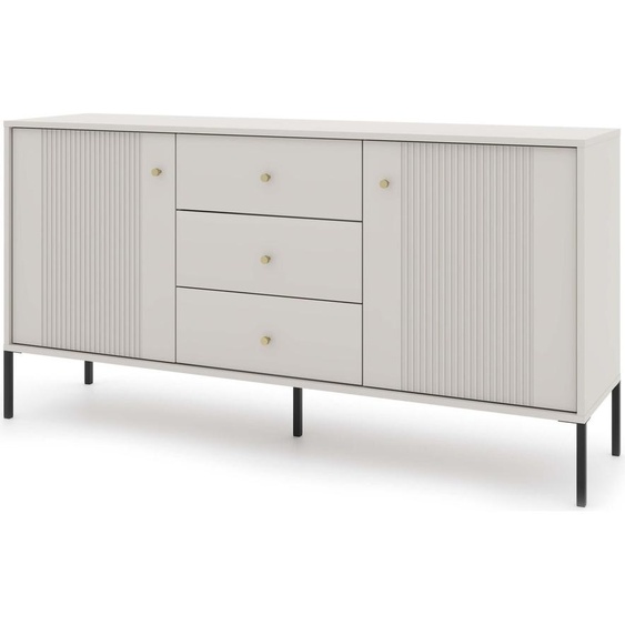 FURNLUX Buffet Iseo Beige Et Noir 154cm / Couleur principale : Gris / Dimensions : 154 x 79 x 39 cm