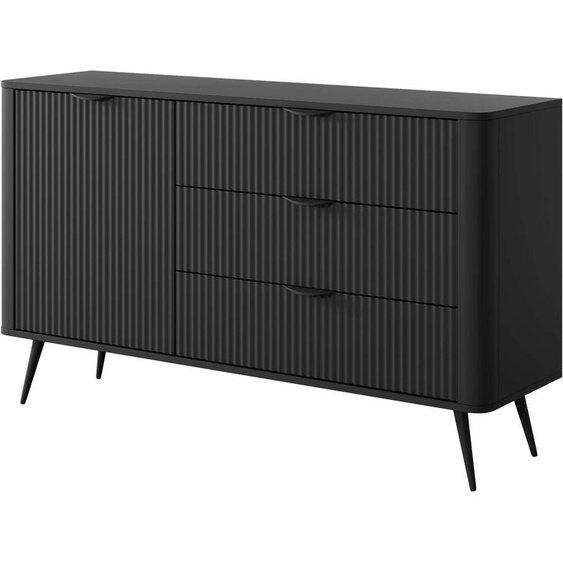 FURNLUX Sideboard Lante Noir 138cm / Couleur principale : Noir / Dimensions : 138 x 81 x 38 cm