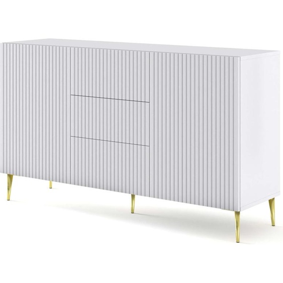 FURNLUX Buffet Ravenna B Blanc Et Or 150cm / Couleur principale : Blanc / Dimensions : 150 x 87 x 42 cm