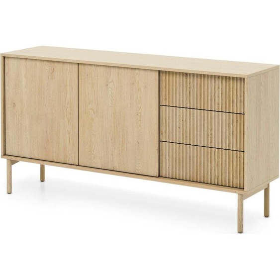 FURNLUX Buffet Tavo chêne 154cm / Couleur principale : Beige / Dimensions : 154 x 80 x 40 cm