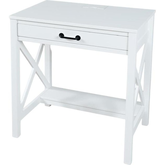 FURNLUX Bureau Avola Blanc Et Noir 76cm / Couleur principale : Blanc / Dimensions : 76 x 79 x 51 cm