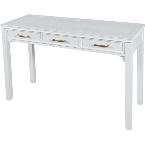 FURNLUX Bureau Avola Blanc Et Or 122cm / Couleur principale : Blanc / Dimensions : 122 x 76 x 46 cm