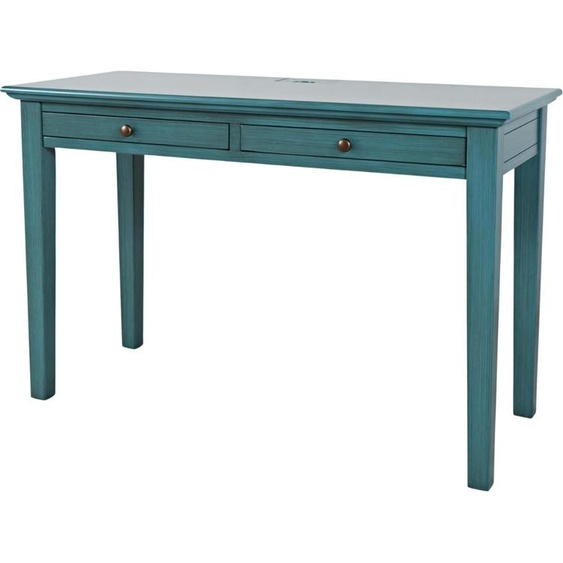 FURNLUX Bureau Avola Turquoise Et Laiton 122cm / Couleur principale : Bleu / Dimensions : 122 x 79 x 51 cm