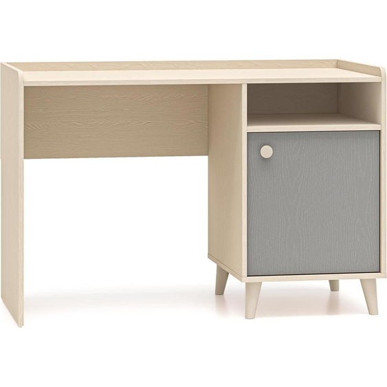 FURNLUX Bureau Mevel Gris Et Beige 120cm / Couleur principale : Gris / Dimensions : 120 x 80 x 58 cm