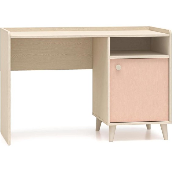 FURNLUX Bureau Mevel Rose Et Beige 120cm / Couleur principale : Rose / Dimensions : 120 x 80 x 58 cm