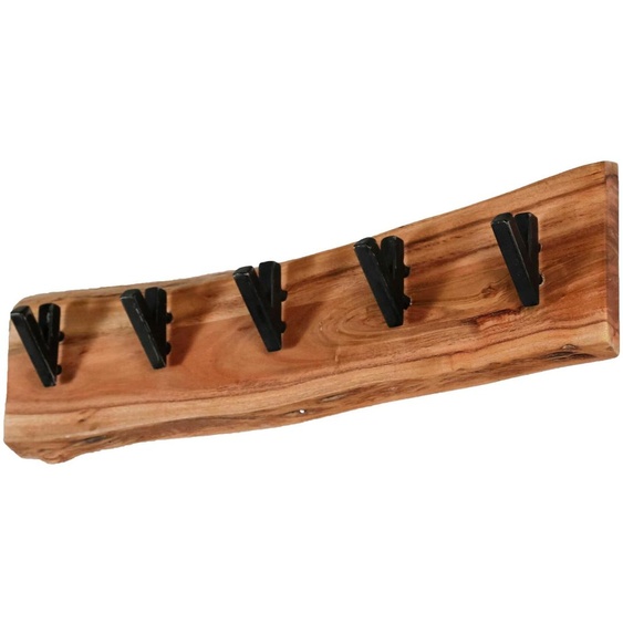 FURNLUX Cintre en acacia et noir 60 cm / Couleur principale : marron / Dimensions : 60 x 15 x 9 cm