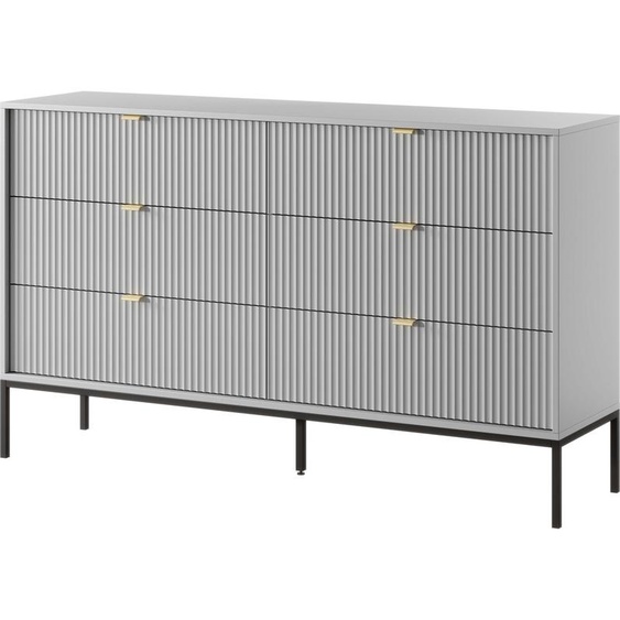 FURNLUX Commode à tiroirs Avon Gris Et Noir 154cm / Couleur principale : Gris / Dimensions : 154 x 91 x 39 cm