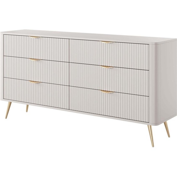 FURNLUX Sideboard Lante Blanc 163cm / Couleur principale : Beige / Dimensions : 163 x 81 x 38 cm