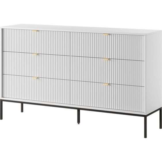 FURNLUX Commode Avon Blanc Et Noir 154cm / Couleur principale : Blanc / Dimensions : 154 x 91 x 39 cm