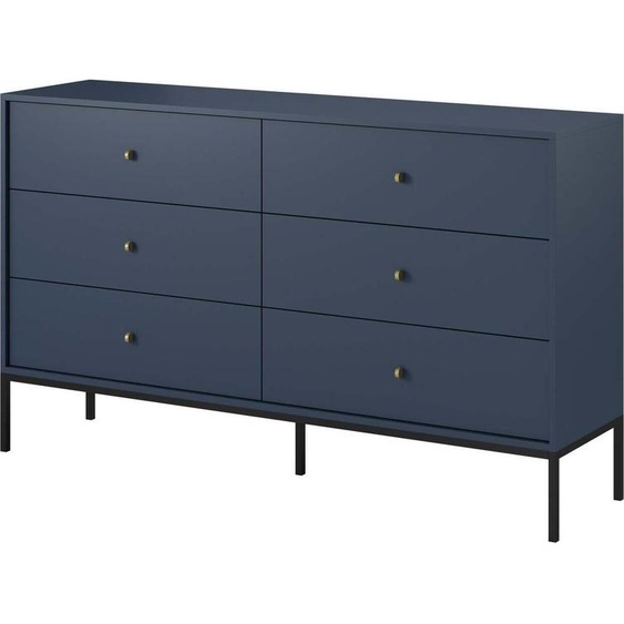 FURNLUX Commode Mono Navy Blue Und Black 154cm / Hauptfarbe : Bleu / Abmessungen : 154 x 39 x 91 cm