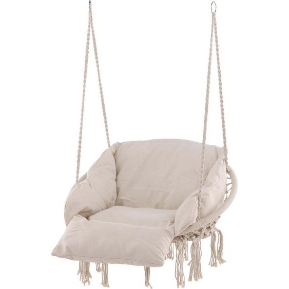 FURNLUX Fauteuil suspendu dextérieur Hamtic Beige 80cm / Couleur principale : Beige / Dimensions : 80 x 60 x 90 cm