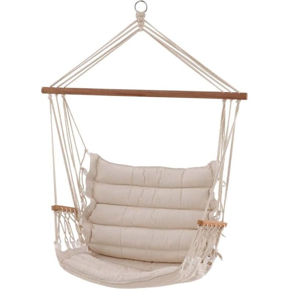 FURNLUX Fauteuil suspendu dextérieur Tapaz Beige Et Marron 70cm / Couleur principale : Beige / Dimensions : 70 x 70 x 120 cm