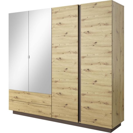FURNLUX Armoire Arcade Noir 220cm / Couleur principale : Beige / Dimensions : 220 x 203 x 54 cm