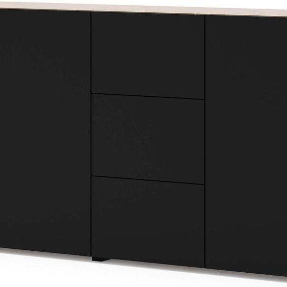 FURNLUX Sideboard Auris Beige Et Noir 180cm / Couleur principale : Noir / Dimensions : 180 x 82 x 42 cm