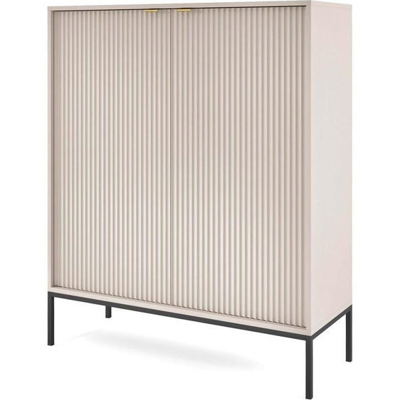 FURNLUX Sideboard Avon Beige Et Noir 104cm / Couleur principale : Beige / Dimensions : 104 x 125 x 39 cm