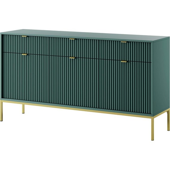 FURNLUX Sideboard Avon Vert Et Or 154cm / Couleur principale : Vert / Dimensions : 154 x 83 x 39 cm