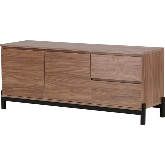 FURNLUX Sideboard Corpus Noyer Et Noir 138cm / Couleur principale : Marron / Dimensions : 138 x 40 x 56 cm