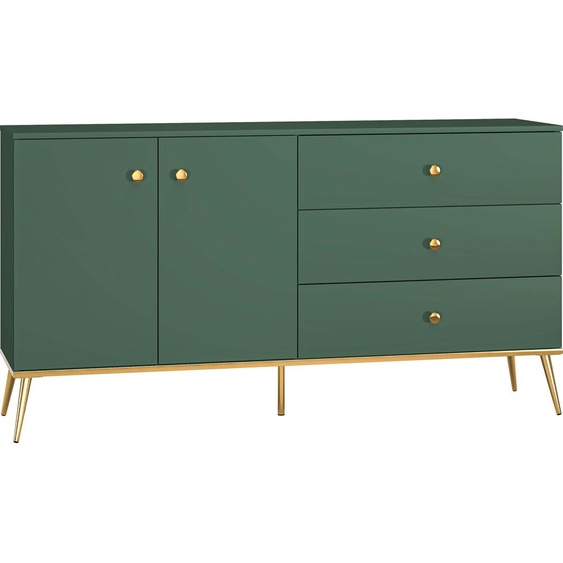 FURNLUX Sideboard Fort Vert Et Or 160cm / Couleur principale : Vert / Dimensions : 160 x 85 x 40 cm