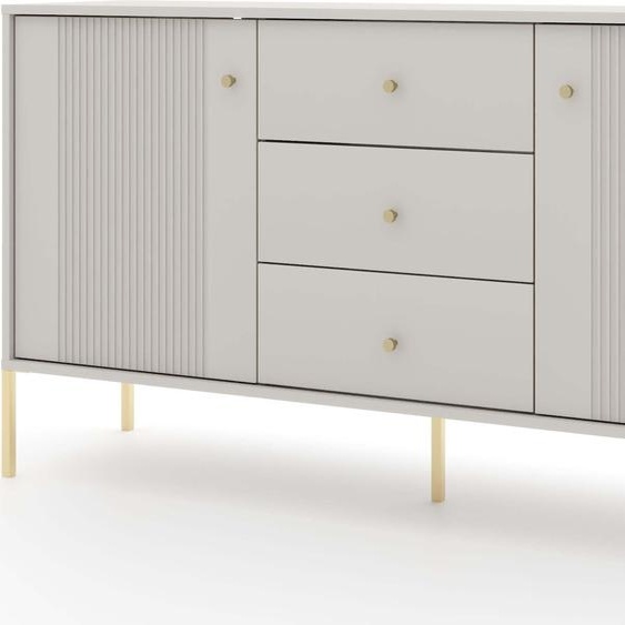 FURNLUX Sideboard Iseo Beige Et Or 154cm / Couleur principale : Gris / Dimensions : 154 x 79 x 39 cm