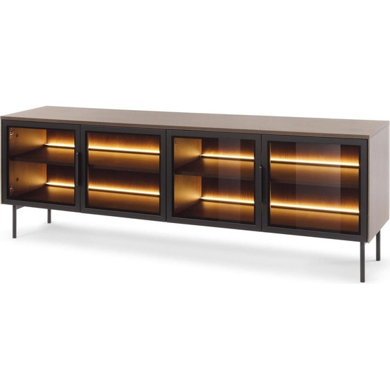 FURNLUX Sideboard Lumi Chêne Foncé Et Noir 181cm / Couleur principale : Marron / Dimensions : 181 x 62 x 39 cm