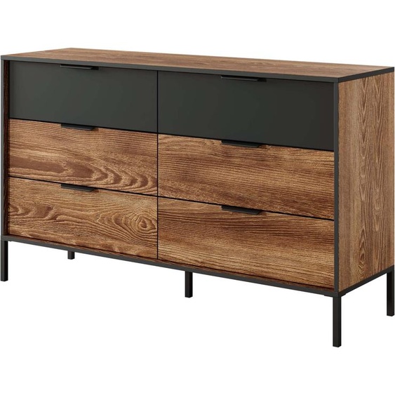 FURNLUX Sideboard Milton Marron Et Noir 138cm / Couleur principale : Marron / Dimensions : 138 x 82 x 40 cm