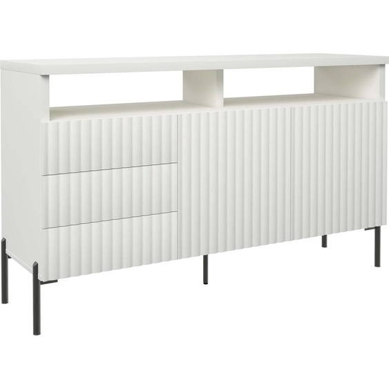 FURNLUX Sideboard Zenith Blanc Et Noir 150cm / Couleur principale : Blanc / Dimensions : 150 x 89 x 45 cm