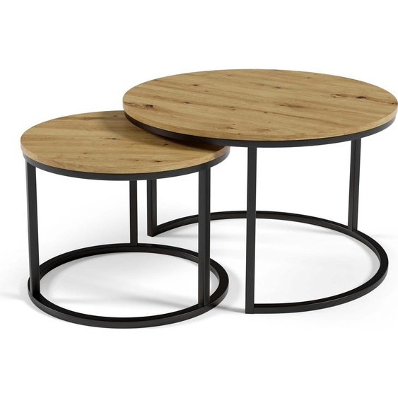 FURNLUX Table basse Corbeau Beige 75cm / Couleur principale : Marron / Dimensions : 75 x 47 x 75 cm