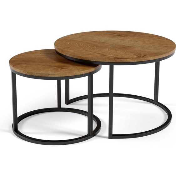 FURNLUX Table basse Corbeau Beige 75cm / Couleur principale : Marron / Dimensions : 75 x 47 x 75 cm