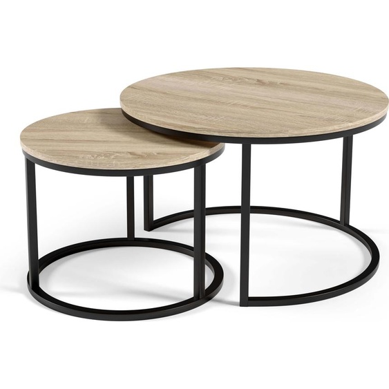 FURNLUX Table basse Corbeau Beige Et Noir 75cm / Couleur principale : Beige / Dimensions : 75 x 47 x 75 cm