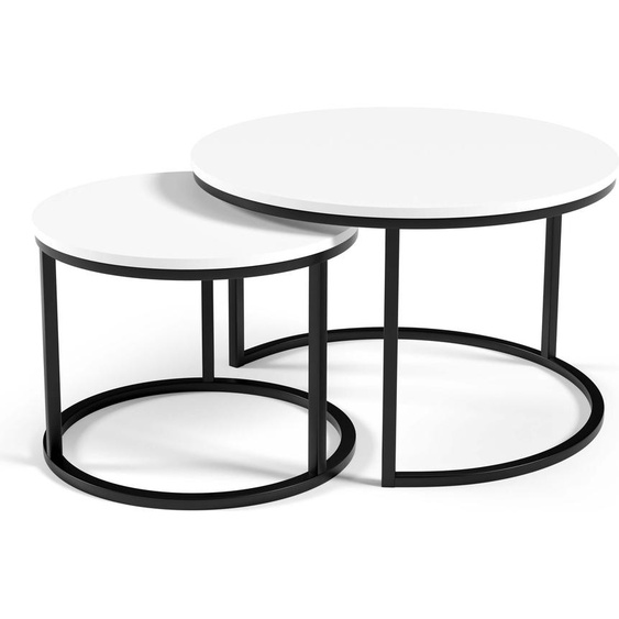 FURNLUX Table basse Corbeau Blanc 75cm / Couleur principale : Blanc / Dimensions : 75 x 47 x 75 cm