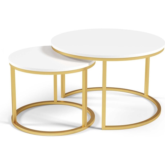FURNLUX Table basse Corbeau Blanc 75cm / Couleur principale : Blanc / Dimensions : 75 x 47 x 75 cm